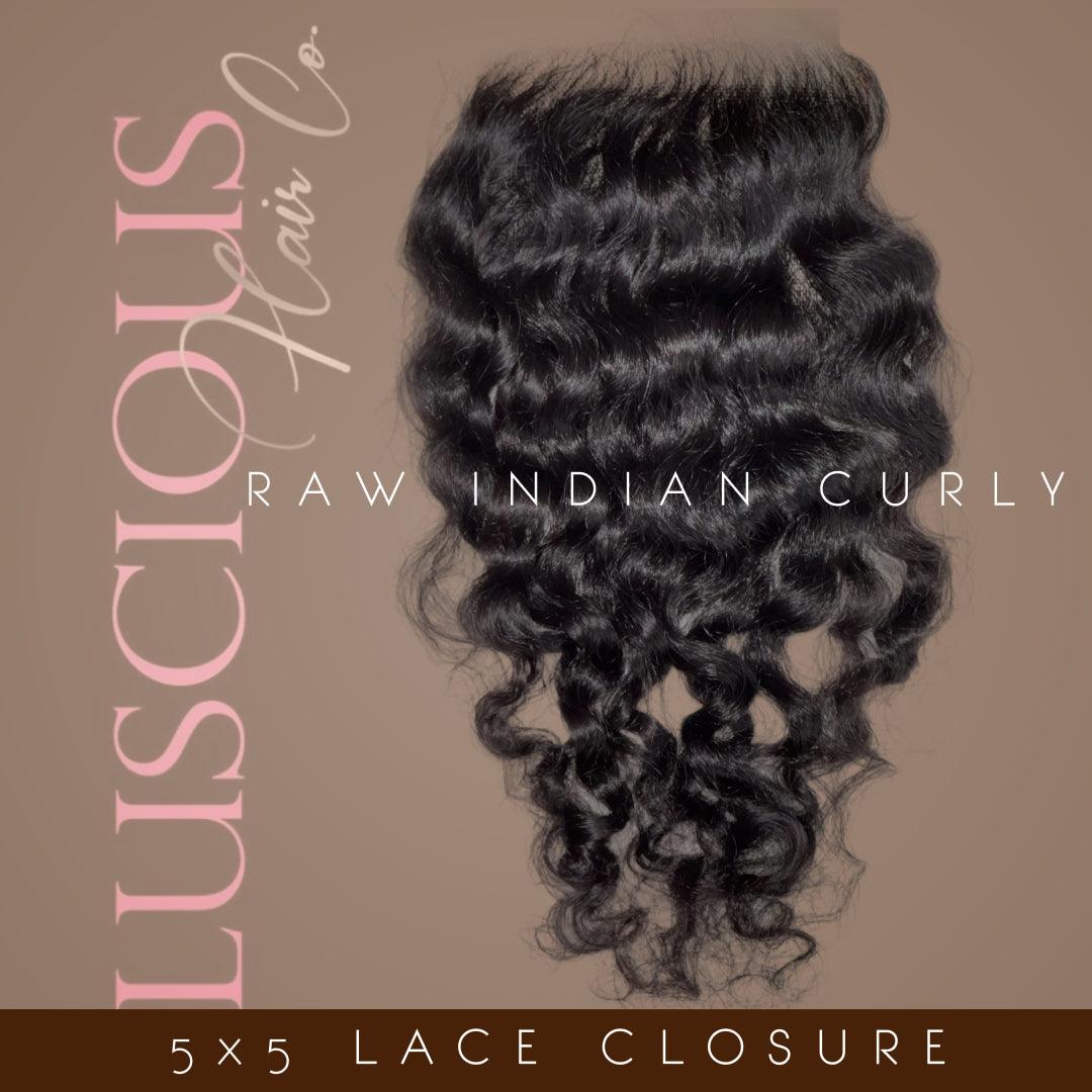 LUSCIOUS RAW INDIAN CURLY 5x5 HD CLOSURE